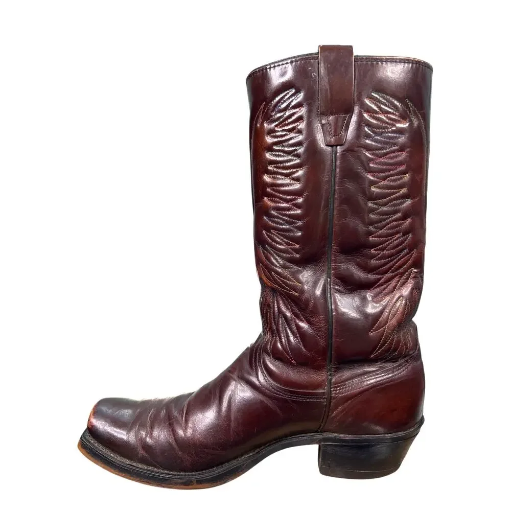 Vintage 70’s Wrangler 5630 Eagle Rainbow Brown Leather Cowboy Boot Size 10.5 D